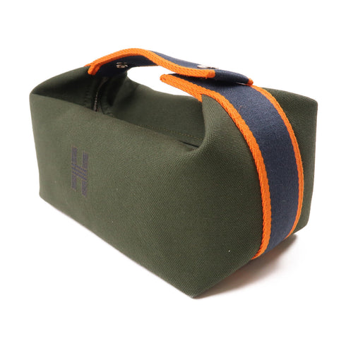 HERMES PHW Bride a Brac Handbag Toile H Canvas Dark Green