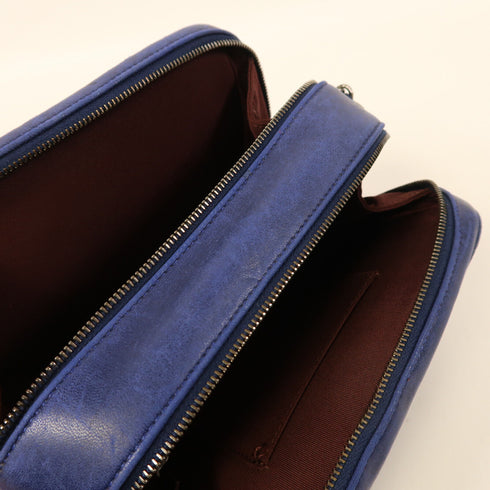 CHANEL CC SHW Chain Shoulder Bag Calfskin Leather Blue v2