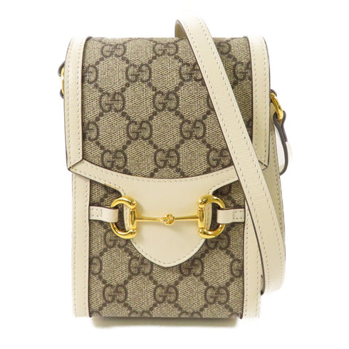 GUCCI GG GHW Horsebit 1955 Mini Shoulder Bag 625615 Coated Canvas Brown
