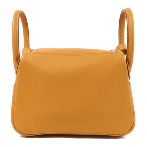 HERMES PHW Mini Lindy 20 Shoulder Bag Swift Leather Sesame/Celeste