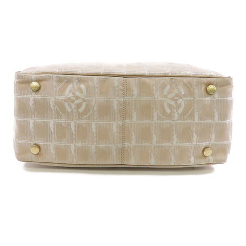 CHANEL CC GHW New Travel Line Tote Bag Handbag Nylon Beige