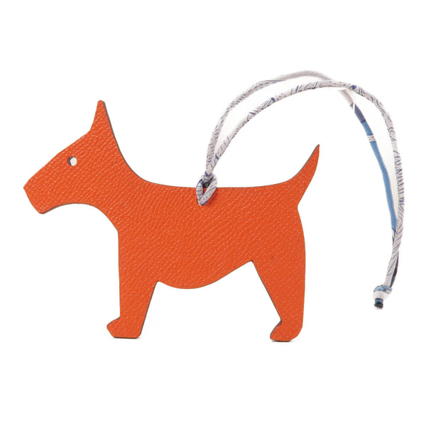 HERMES Dog Charm Epsom Leather Orange Brown