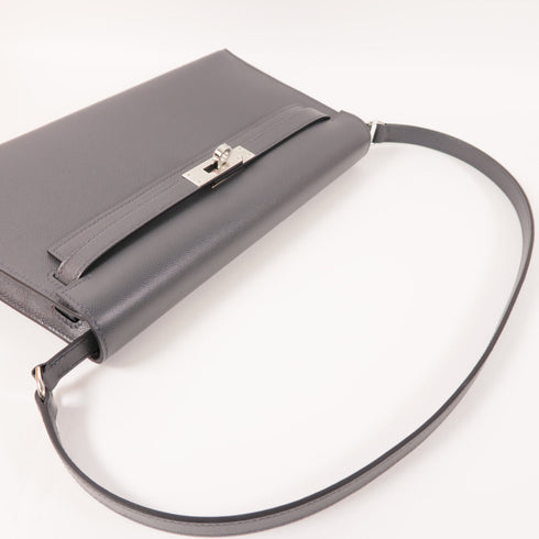 HERMES PHW Kelly Elan Shoulder Bag Madame Leather Gris Misty/Grey