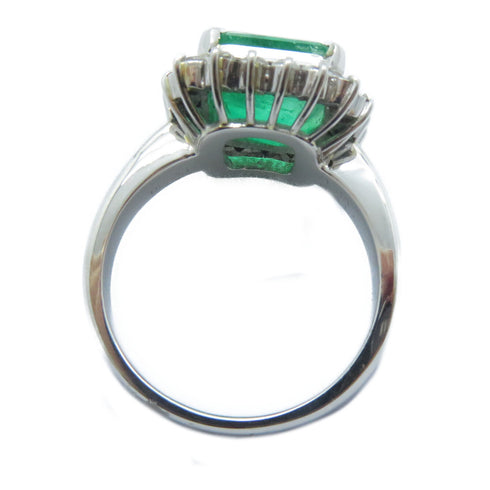 FINE JEWELRY 5.44ct Emerald 0.68ct Diamond Ring US#9 PT900 Platinum