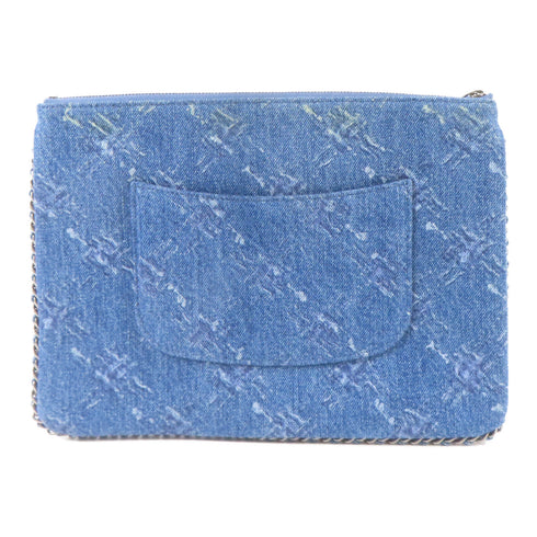CHANEL CC GHWClutch Bag Pouch Denim Blue