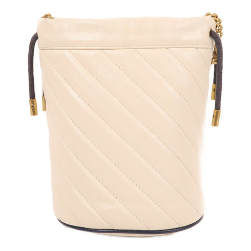 GUCCI GG GHW Bucket Chain Shoulder Bag 573817 Calfskin Leather White