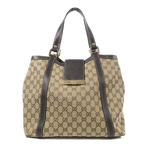 GUCCI GG GHW Tote Bag Shoulder Bag 364835 Canvas Brown