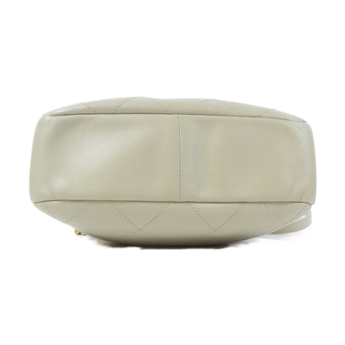 CHANEL Quilted CC GHW Bucket Chain Shoulder Bag Leather Grey Gray