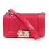 CHANEL Quilted CC SHW Boy 20 Chain Shoulder Bag Lamskin Leather Pink