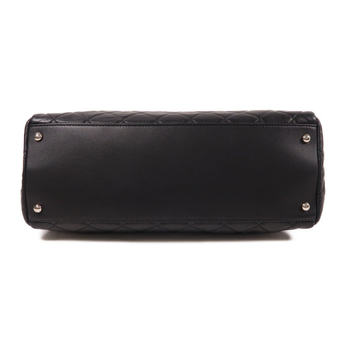 CHANEL CC SHW Chain Shoulder Tote Bag Lambskin Leather Black