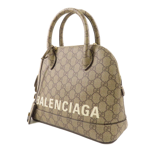 GUCCI GG GHW Gucci x Balenciaga Shoulder Bag 681699 PVC Coated Canvas Brown