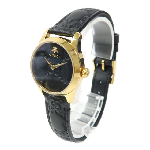 GUCCI Gucci Watch 27mm Quartz Watch 126.5 Leather/Stainless Steel Black