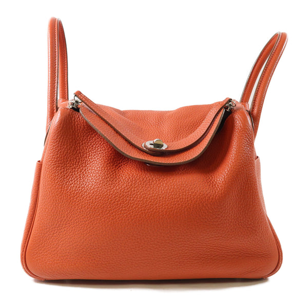 HERMES PHW Lindy 30 2 Way Shoulder Bag Taurillon Clemence Leather Orange