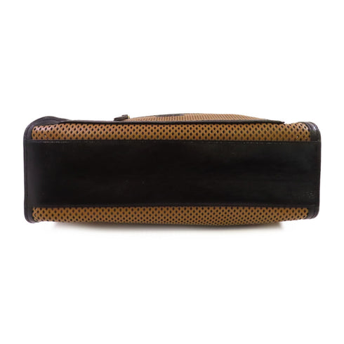 FENDI GHW Runaway Handbag Shopping Bag Calfskin Leather 8BH360 Brown Black