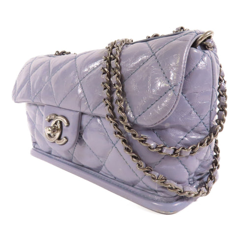 CHANEL Quilted CC SHW Chain Shoulder Bag Leather Grey v1