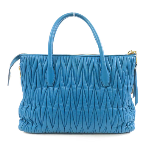 Miu Miu GHW 2way Shoulder Bag RN1016 Lambskin Leather Blue