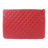 CHANEL Quilted CC SHW Pouch Clutch Bag Lambskin Leather Red