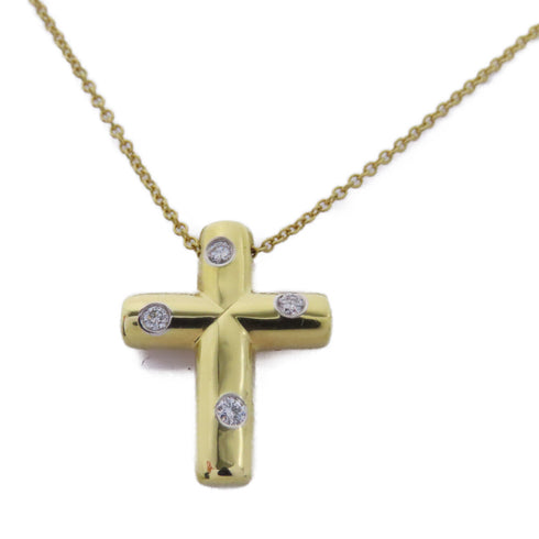 TIFFANY&CO Dots Cross Diamond Necklace 18K Yellow Gold