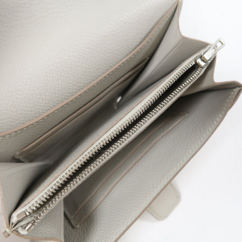 HERMES PHW Convoyeur Mini Shoulder Bag Evercolor Leather Grey