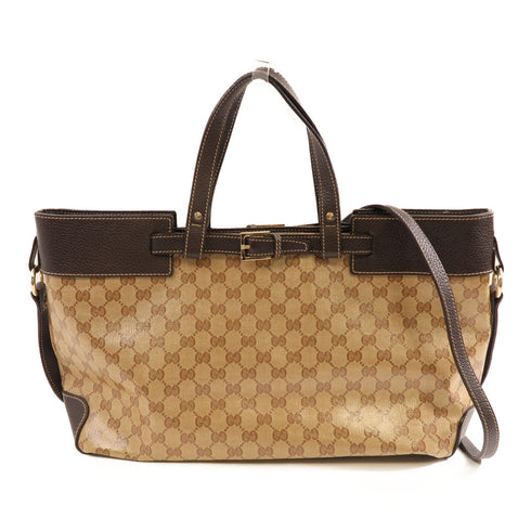 GUCCI GG SHW 2 Way Bag 336663 PVC Coated Canvas/Leather