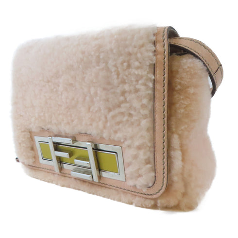 FENDI SHW Shoulder Crossbody Bag 8BR757 Wool Pink