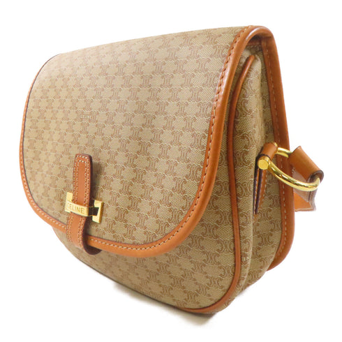 CELINE GHW Shoulder Bag Crossbody Coated Canvas Brown