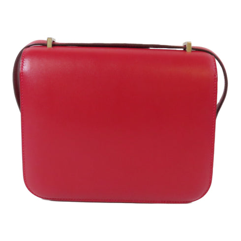 HERMES PHW Constance Mini Shoulder Bag Crossbody Veau Swift Leather Rouge Red