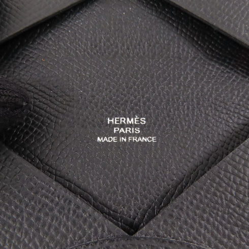 HERMES Calvi Verso Card Holder Card Case Epsom Leather Black Noir