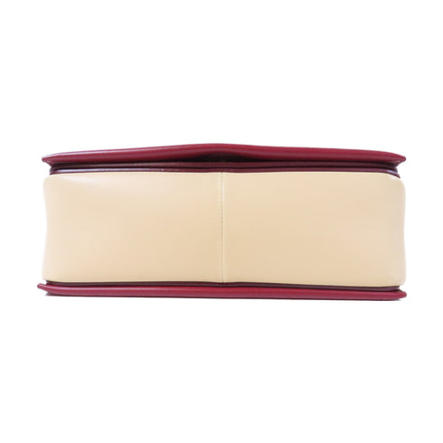 CELINE GHW Frame Medium Shoulder Bag 180263 Calfskin Leather Red Beige