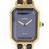 CHANEL CC Premiere L Quartz Watch Gold Plated Leather Black