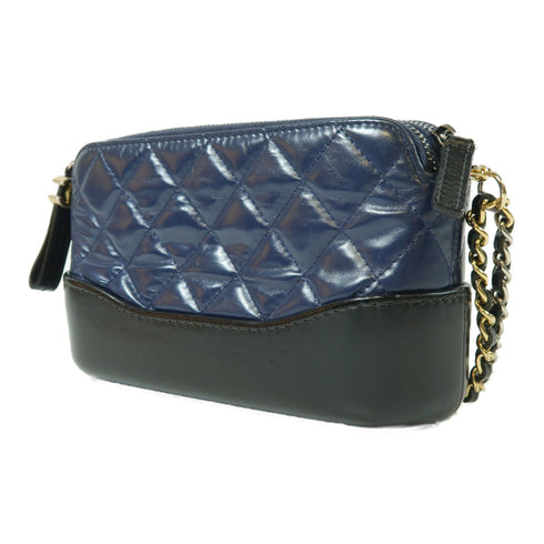 CHANEL Quilted CC Gabrielle Clutch Chain Shoulder Bag A94505 Calfskin Black Blue