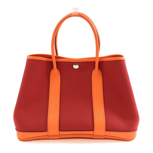 HERMES PHW Garden Party TPM Tote Bag Canvas/Leather