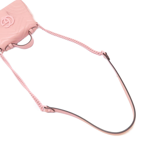 GUCCI GG GG Marmont 2 Way Chain Shoulder Bag 702563 Calfskin Leather Pink