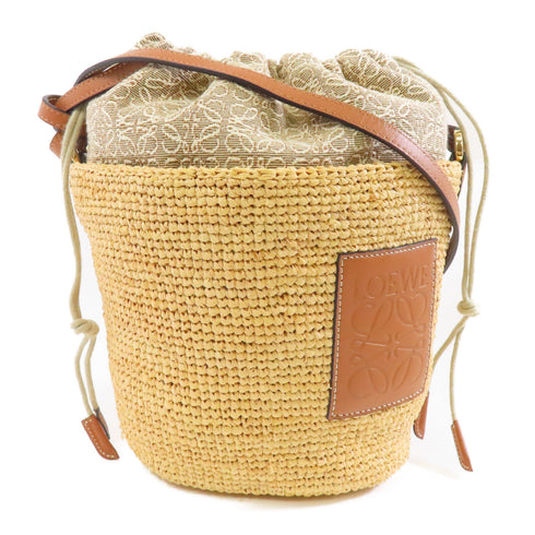LOEWE GHW Shoulder Bag Crossbody 522243 Raffia Yellow Brown