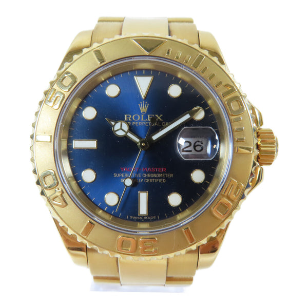 ROLEX Yacht Master Automatic Watch #16628 18K Yellow Gold Navy