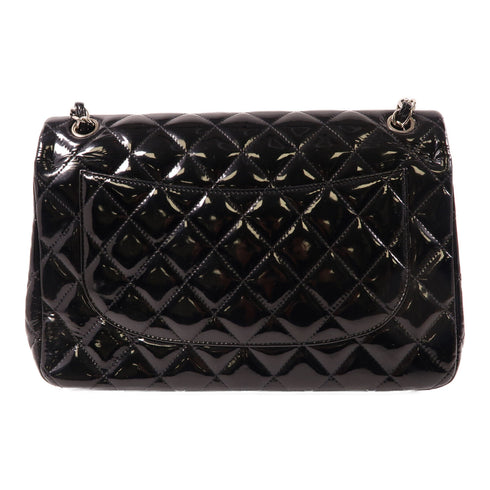 CHANEL Quilted CC SHW Chain Shoulder Bag Lacquer Leather Black