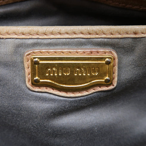 Miu Miu GHW Hand Bag 2 Way Bag RT0383 Leather Brown