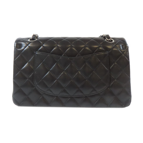 CHANEL Quilted CC SHW Classic Flap 25cm Chain Shoulder Bag A01112 Lambskin Black