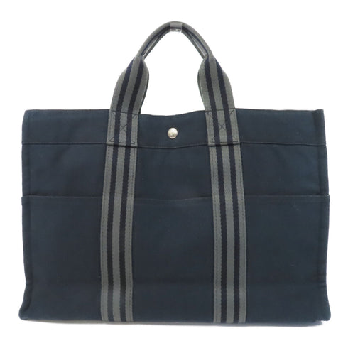HERMES PHW Fourre-tout Handbag/Tote Bag Canvas Navy