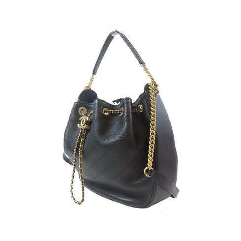 CHANEL CC GHW 2way Chain Shoulder Hand Bag Calfskin Leather Black