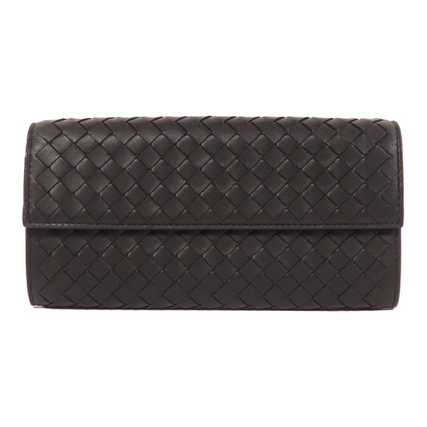 BOTTEGA VENETA BV Long Wallet Intrecciato Leather Black