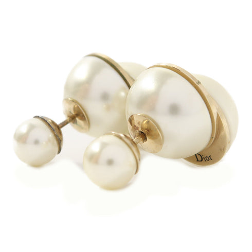 Christian Dior CD Earrings Metal/PVC Gold White