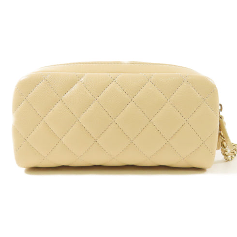 CHANEL CC GHW Pouch AP3702 Calfskin Leather Beige
