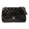 CHANEL Quilted CC SHW Chain Shoulder Bag Lacquer Leather Black