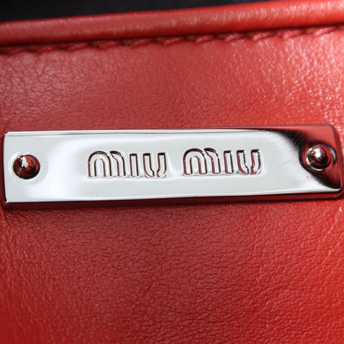 Miu Miu SHW Vitello Soft Clutch RP0409 Lambskin Leather Red/White/Pink
