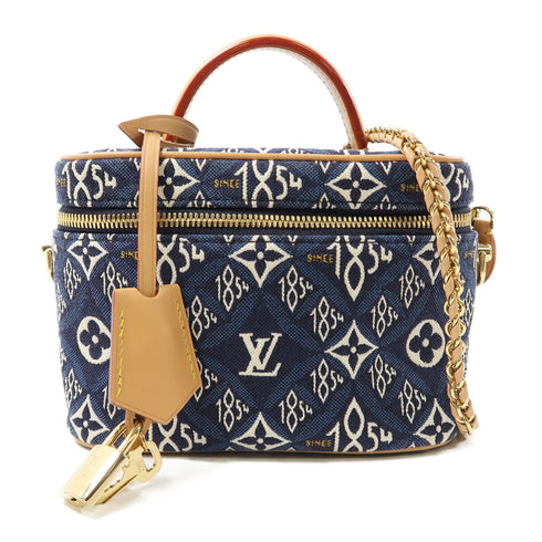 LOUIS VUITTON GHW Since 1854 Vanity NV 2 Way Bag M57403 Monogram Jacquard Blue v1