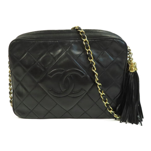 CHANEL Quilted CC GHW Chain Shoulder Bag Lambskin Leather Black v4