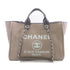 CHANEL CC SHW Deauville 2 Way Shoulder Tote Bag Canvas Grey Pink