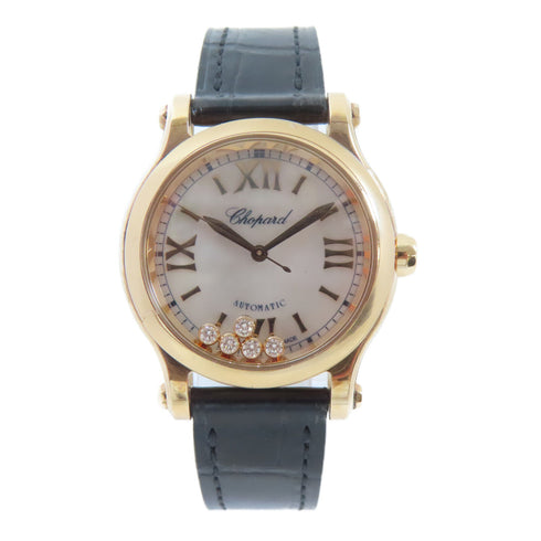 Chopard Happy Sport Automatic Watch 274893-5009 18K Pink Gold/Leather White