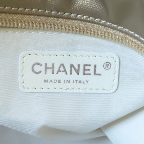 CHANEL Quilted CC SHW Handbag 34210 Canvas Gold